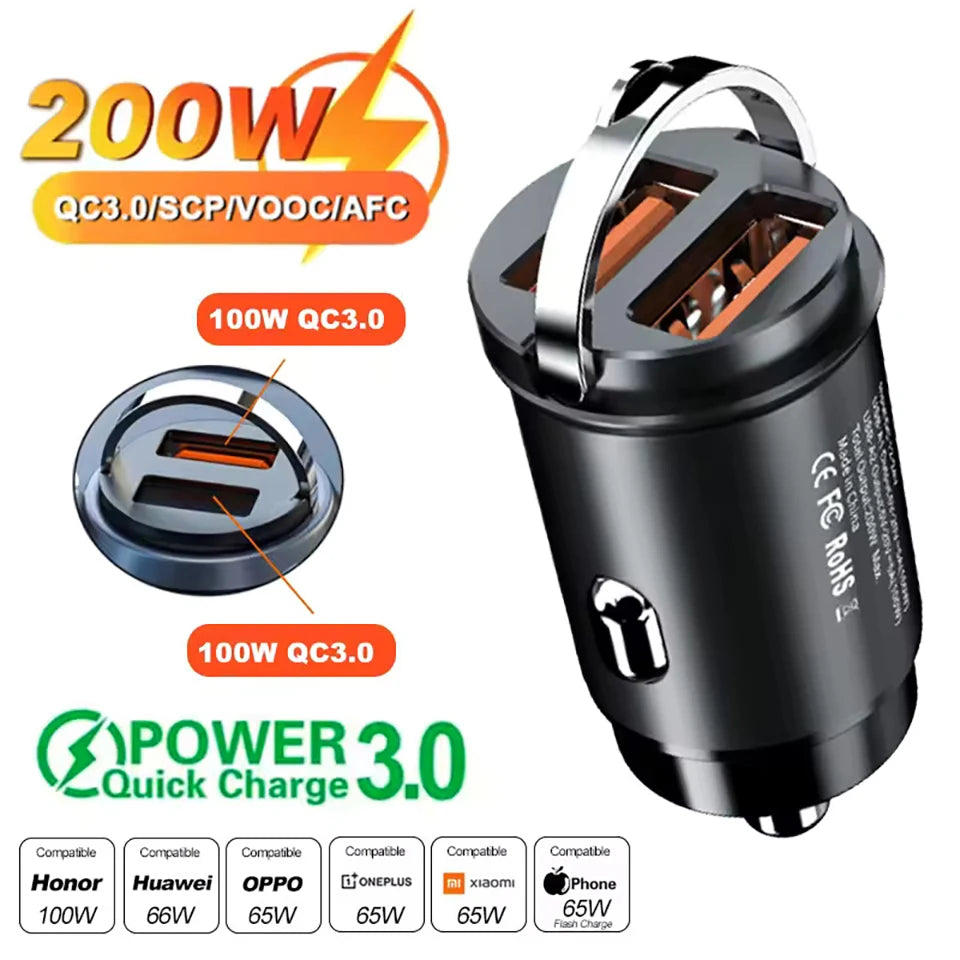 30W USB-C & USB Car Charger – 12–24V