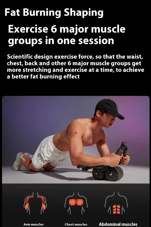 Automatic Rebound Ab Roller with Elbow Support