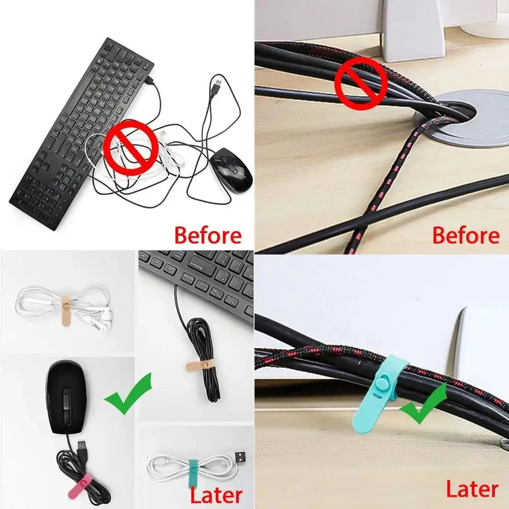 20-Piece Reusable Silicone Cable Organizer Ties