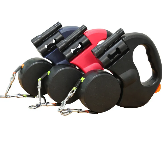 Dual Retractable Dog Leash with Light