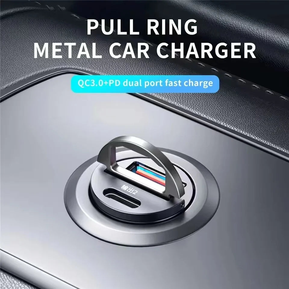 30W USB-C & USB Car Charger – 12–24V