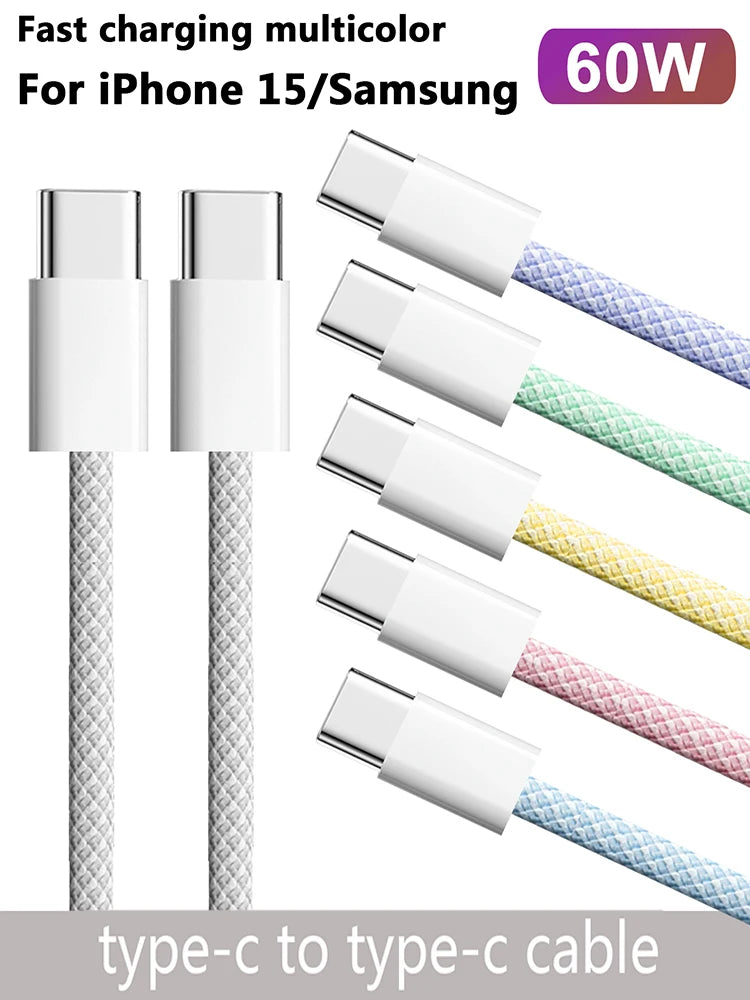 60W USB-C to USB-C Braided Charging Cable